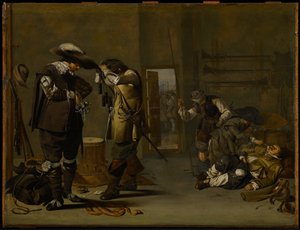 Soldados se armando, meados dos anos 1630